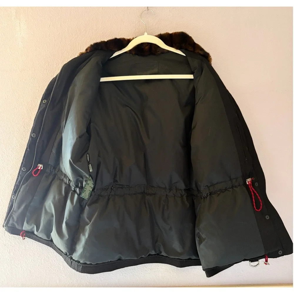 Lauren Ralph Lauren Ski Jacket Black‎ Faux Fur Collar Old Money Womens Medium